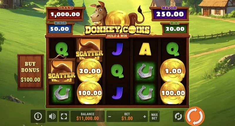 Donkey Coins Hold & Win - リール表示のメイン画面